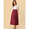 Allegra K Women's Lace Insert Vintage Swing A-Line with Elastic Waist Maxi Skirt - 3 of 4