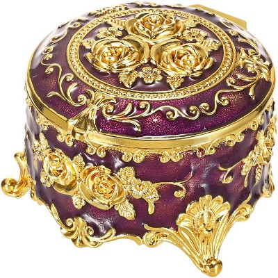 Vintage Jewelry Box，Small Trinket Storage Organizer Box,Chest Round Keepsake Boxes