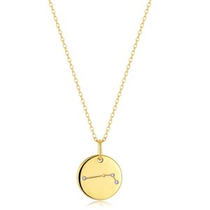 Molenia Zodiac Necklace for Women, 14K Gold Plated 925 Sterling Silver Coin CZ Pendant Dainty Constellation Horoscope Jewelry Gifts for Women - 1 of 4