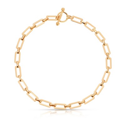 Golden Flat Rectangle Chain Necklace - Ettika