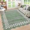 Washable Modern Scalloped Border Bedroom Living Room Rugs, Low Pile Non Slip Floor Carpet for Home - 2 of 4