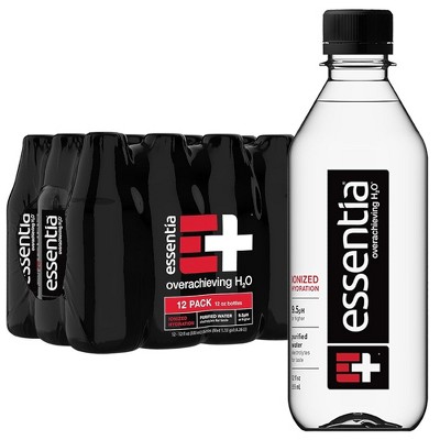 Essentia Water, Ionized Alkaline Bottled Water - 12 Fl Oz Bottle (Pack of 12)