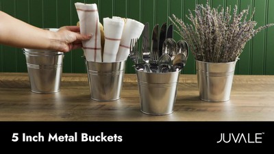 Juvale 12 Pack Small Tin Pails With Handles, Galvanized Metal Buckets For  Decoration, 4.7 In : Target