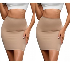 INSPIRE CHIC 2 Pcs Women's High Waisted Tight Slimming Tummy Control Half Slips - 1 of 4