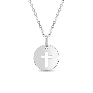 Girls' Round Cross Cutout Sterling Silver Necklace - In Season Jewelry - 1 of 3