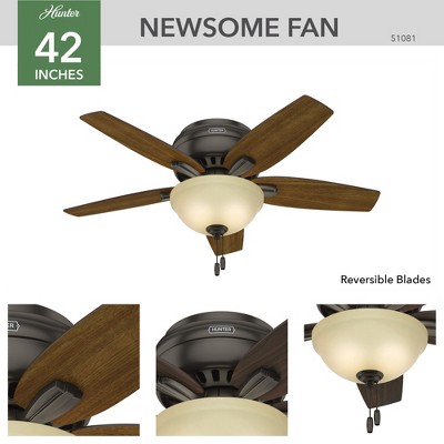 42" Bronze Low Profile Ceiling Fan with LED Light and Remote