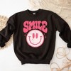Simply Sage Market Women's Graphic Sweatshirt Pink Distressed Smiley - 2 of 2