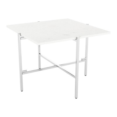 Tulare Side Table White/Silver - ZM Home
