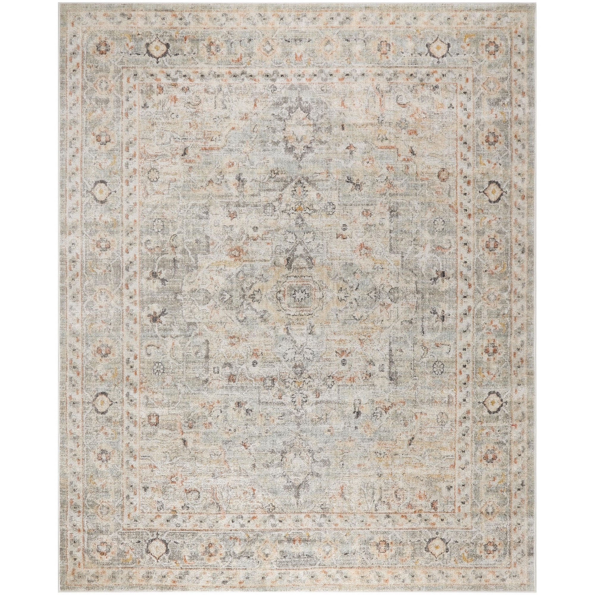 Nourison Oushak Home Traditional Vintage Indoor Rug Light Grey 8' x 9'10"