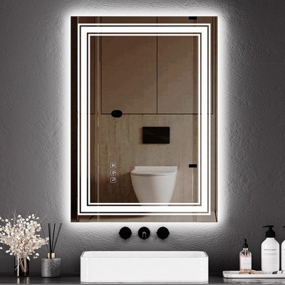Whizmax LED Bathroom Mirror,Anti-Fog,Dimmable,Backlit + Front Lit,Vanity Mirror with Lights,3 Colors, Double LED Vanity,Stepless Dimming