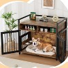 Dog Crate Furniture, Dog Cage with 2 Open Storage Shelves, 360¡ã Adjustable Raised Feeders, 2 Stainless Steel Bowls Indoor Crate for Heavy Dogs - 2 of 4