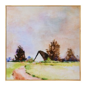 Storied Home 31.5" Square Pastoral Watercolor Print on Canvas in Wood Frame - 1 of 4