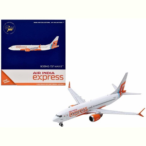 Boeing 737 MAX 8 Commercial Aircraft "Air India Express" White with Tail Graphics 1/400 Diecast Model Airplane by GeminiJets - image 1 of 3