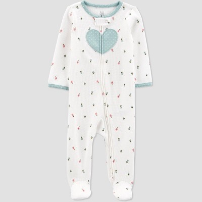Image of Baby Girls' Heart Dot Footed Pajama - Just One You® made by carter's Blue 3M