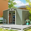 9' x 6' Outdoor Storage Shed, Garden Tool Metal Shed with Foundation Kit, Double Lockable Door, Air Vents and Sloping Roof, for Backyard, Patio, Lawn - 2 of 4