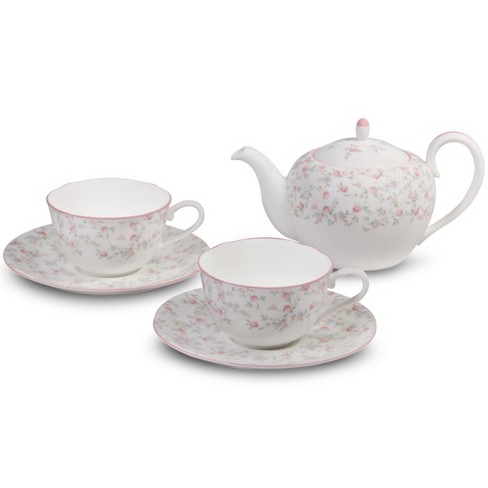 Noritake Cutie Rose Tea For Two Set (tea Pot 19 Oz., 2 Cups, 2 Saucers ...