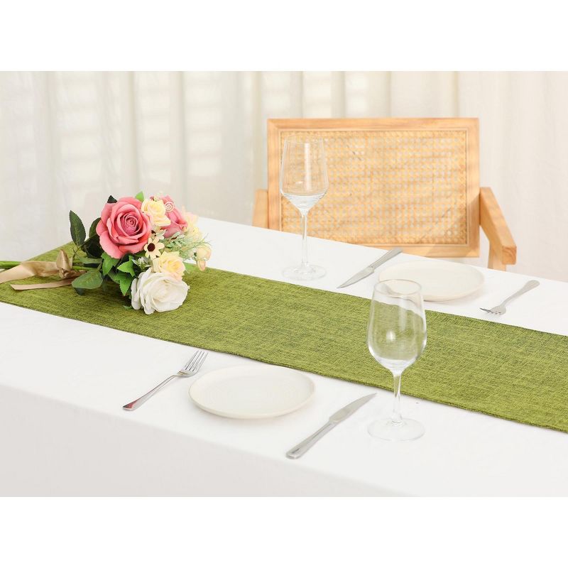 Unique Bargains Daily Home Decoration Long Faux Linen Table Runner Solid Color 1 Pack, 2 of 6