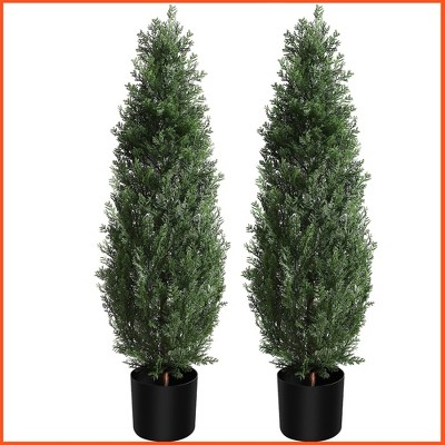 2pcs Artificial Topiary Tree,3ft Artificial Cedar Topiary Trees
