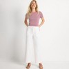 Lands' End Women's Herringbone Chino High Rise Relaxed Straight Drawstring Ankle Pants - 4 of 4