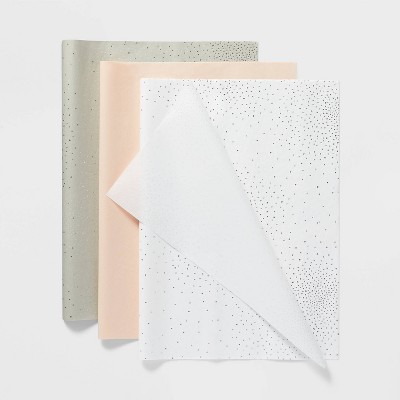 20ct Foil Dots With Foil Dots Gift Wrap Tissue Gray/pink/white