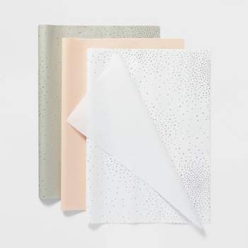 20ct Foil Dots with Foil Dots Gift Wrap Tissue Gray/Pink/White - Spritz™