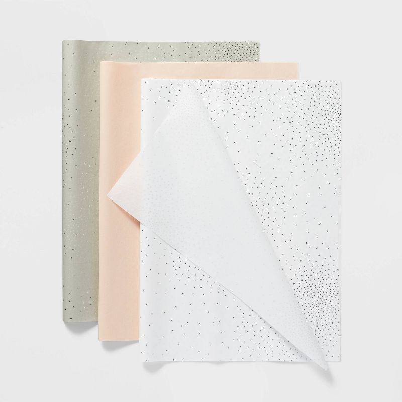 20ct Foil Dots with Foil Dots Gift Wrap Tissue Gray/Pink/White - Spritz&#8482;, 1 of 4