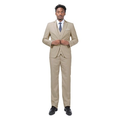 Cloudstyle Mens 3-Piece Suit Notched Lapel One Button Slim Fit Formal Jacket Vest Pants Set