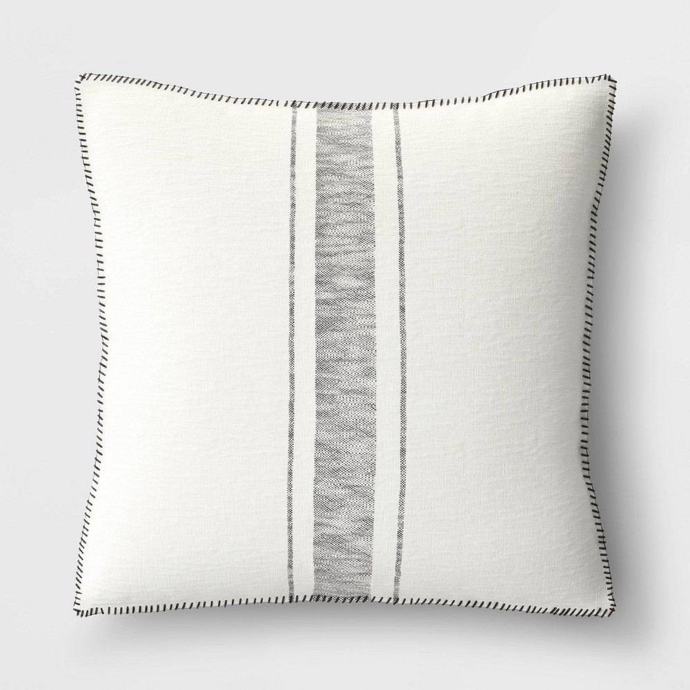 Photos - Pillow Oversized Placed Striped Square Throw  Cream/Black - Threshold™