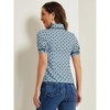 Allegra K Women's Polka Dots Peter Pan Collar Tie Neck Short Sleeve Shirt - 3 of 4