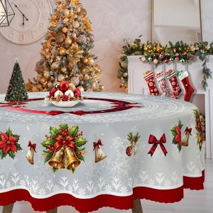 Christmas Tablecloth, Snowman Tablecloth, Christmas Tree Tablecloth Washable Table Cover for Home Kitchen Holiday Deco - 1 of 4