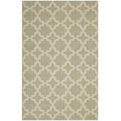 Modway Cerelia 5x8 Area Rug - Moroccan Trellis Indoor/Outdoor Rug in Beige and Light Green, Low Pile Polypropylene Weave