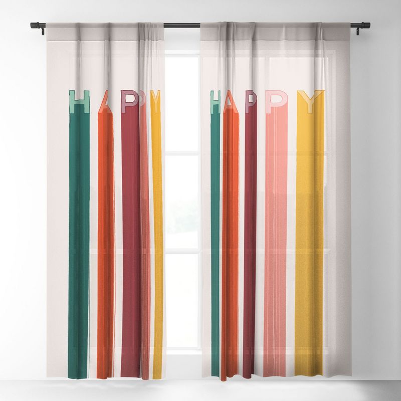 Showmemars Happy Letters in Retro Colors Single Panel Sheer Window Curtain - Society 6, 2 of 7