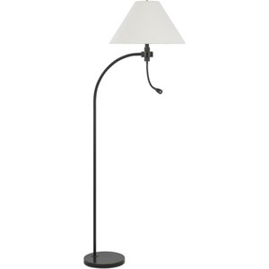 Cal Lighting 100W 3 way Ashland mini arc metal floor lamp with gooseneck 2W led reading light - 1 of 4