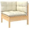 vidaXL Garden Lounge Set Cream Solid pinewood, 100% polyester Standard - 4 of 4