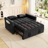 AENKYO Modern Velvet Loveseat Sleeper Sofa, Convertible Pull-Out Bed with Pillows & Side Pockets, Space Saving for Apartment - 4 of 4