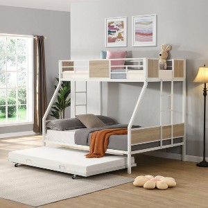 Grungis Twin Over FULL Loft Bed with Trundle and 2-Side Ladder,Bunk Bed with Full-Length Guardrail,Modern Loft and Bunk Bed for Bedroom - 1 of 4