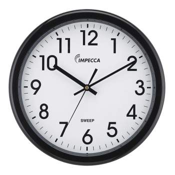 Impecca 12 Inch Quiet Movement Wall Clock, Black