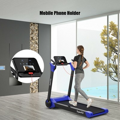 Navy Blue Foldable Electric Treadmill with LED Display