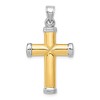 Black Bow Jewelry Men's 14k Yellow Gold & White Rhodium Hollow 3D Cross Pendant - 3 of 4