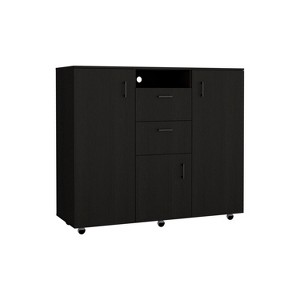 Depot E-Shop 3 Door Cabinet Dresser 48"H, Two Drawers, Four Interior Shelves, Rod - 1 of 4