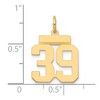 Black Bow Jewelry 14k Yellow Gold, Athletic Collection, Small Polished Number 39 Pendant - 4 of 4