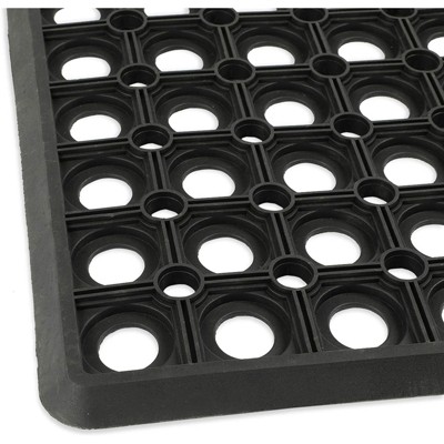 Black Rubber Nonslip Outdoor Welcome Doormat, 23.5 x 15.75 Inches