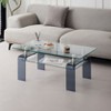 Sapphtopaz 39.37" Modern Rectangular 2-Layer Coffee Table with Tempered Glass Top, Living Room Tables, Center Table for Living Room - 3 of 4