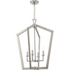 Progress Lighting Galloway 4-Light Foyer Pendant, Brushed Nickel, Open Frame, Grey Washed Oak, Candelabra Lights - 2 of 4