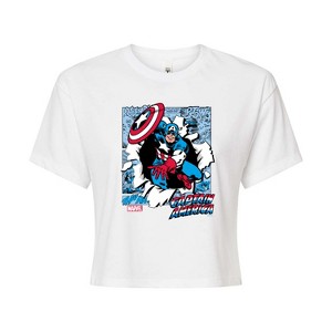 Women's - Marvel - Captain America Comic Book Panels Cropped Graphic T-Shirt - 1 of 4