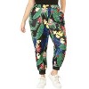 Agnes Orinda Women's Plus Size Adjustable Elastic Waist Tropical Pockets Harem Jogger Pants - 2 of 4