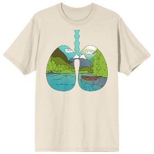 Sunny Days Mountain Graphic in Lungs Shape Adult Natural Short Sleeve Crew Neck Tee - 1 of 3