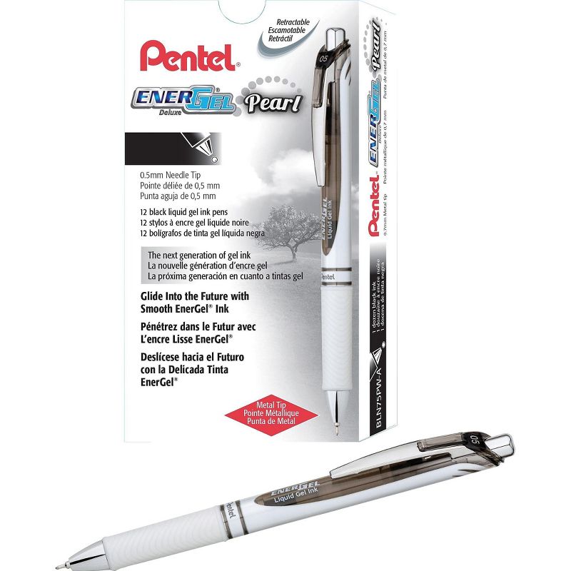 Pentel EnerGel Pearl Deluxe RTX Gel Retractable Pens Fine Point Black Ink 163809, 3 of 4