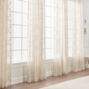 Chanasya 2pk Quatrefoil Voile Sheer Window Curtain Panels - Set of 2 - 1 of 4