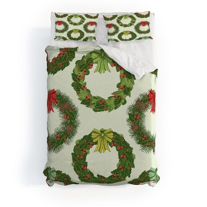 Sabine Reinhart Christmas Wreaths Duvet Cover + Pillow Sham(s) - Deny Designs - 1 of 4